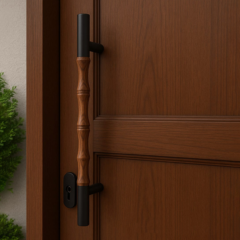 Main Door Handle Black Wood